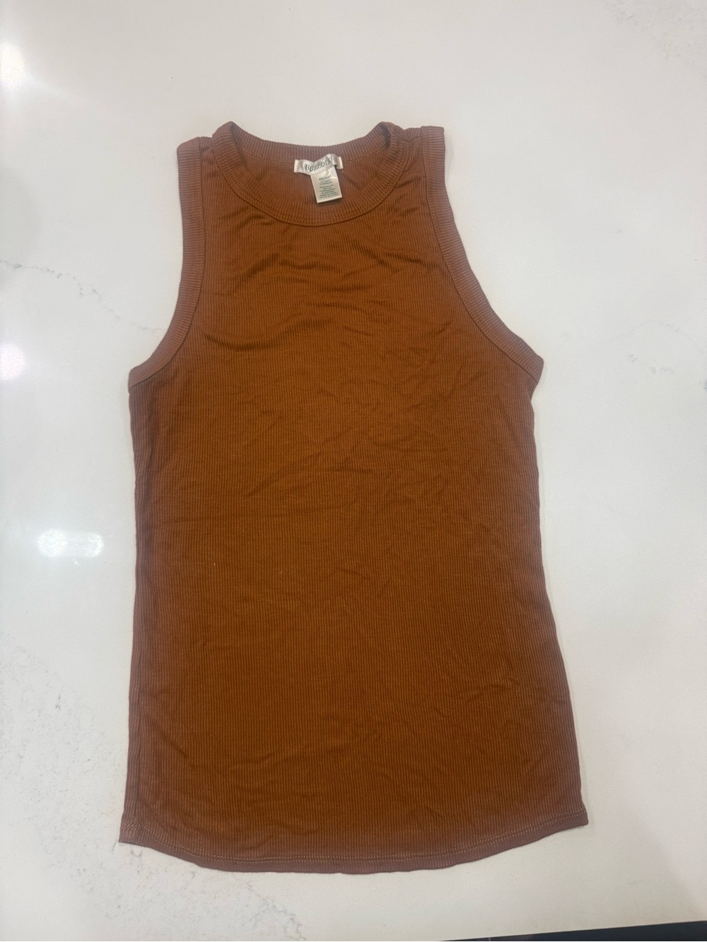Women Ribbed Tank Top - Brown